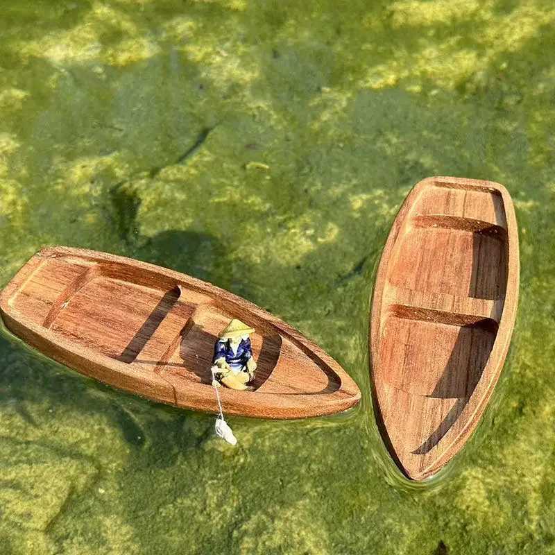 Aquarium Plant Growth - Handmade Wooden Boat Mini Floating Boat